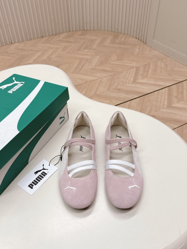 2025 Women PUMA Light Pink Suede Ballet Shoes