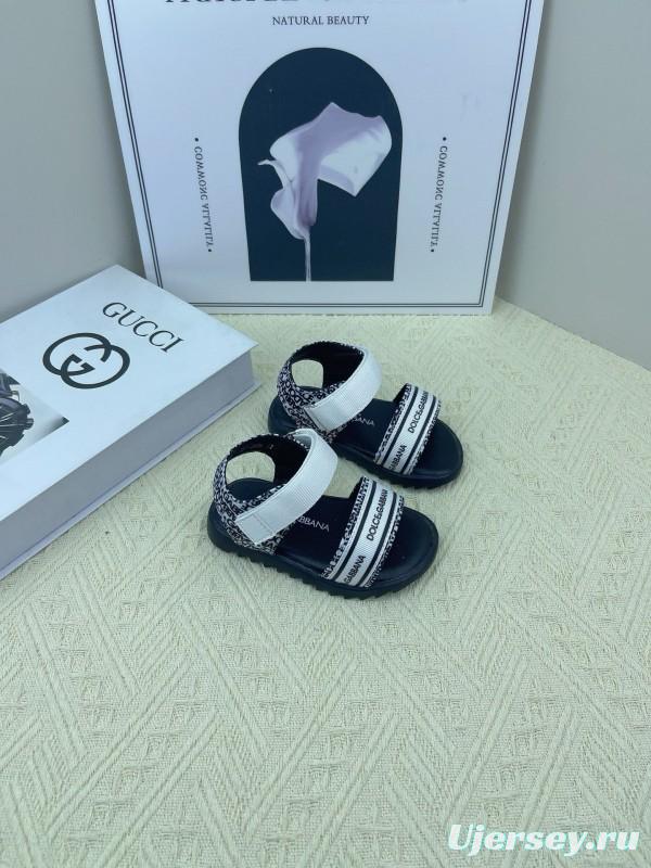 2025 Kids Dolce & Gabbana White Black Purple Leather Sandals