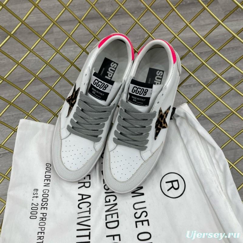 2024 Unisex GGDB White Pink Leopard Print Leather Suede Low Top Sneakers MJ00260