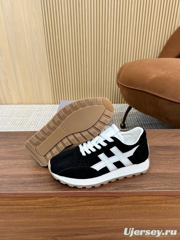 2025 Unisex HOGAN Black White Suede Leather Sneakers