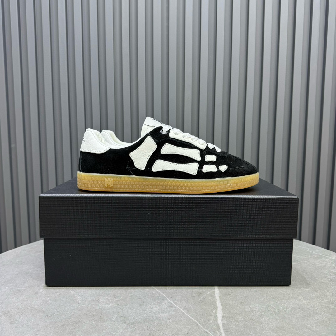 2024 Unisex Amiri Black White Suede Leather Sneakers MJ00300