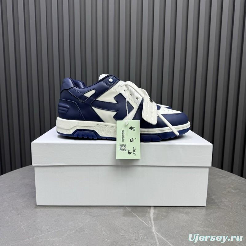 2025 Unisex Off-White Navy White Leather Sneakers MJ00320