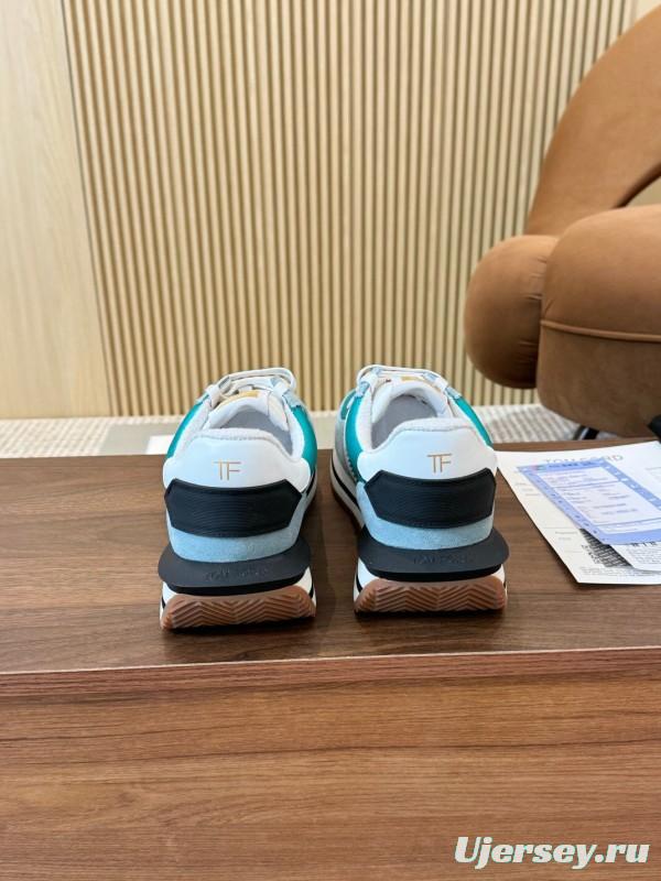 2025 Unisex TOM FORD Blue White Black Suede Leather Sneakers LY00360(F)/LY00370(M)