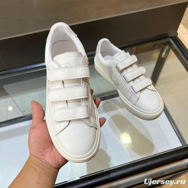 2025 Unisex VEJA White Leather Canvas Sneakers V-Logo MJ00240