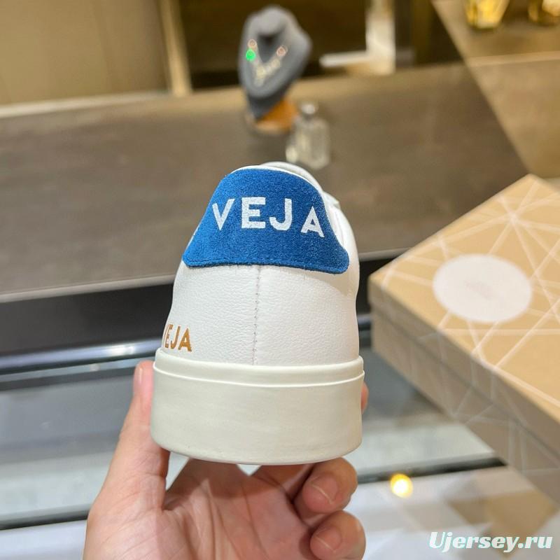 2025 Unisex VEJA White Blue Leather Canvas Sneakers MJ00240