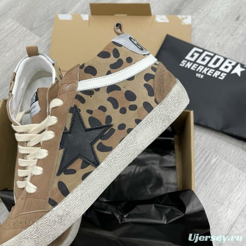 2024 Unisex GGDB Beige Brown Leopard Suede Leather High Top Sneakers MJ00300