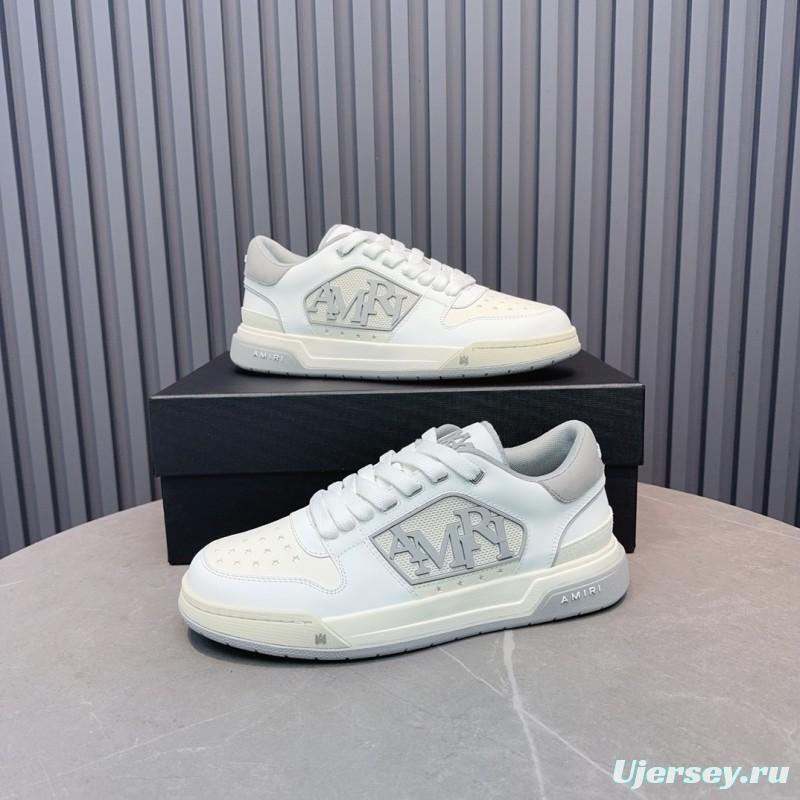 2025 Unisex Amiri White Grey Leather Sneakers MJ00360