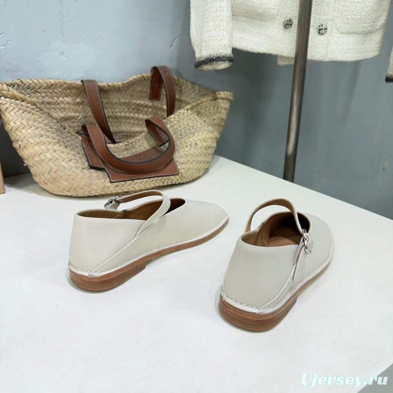 2025 Women Lemaire White Leather Mary Jane Strap Shoes