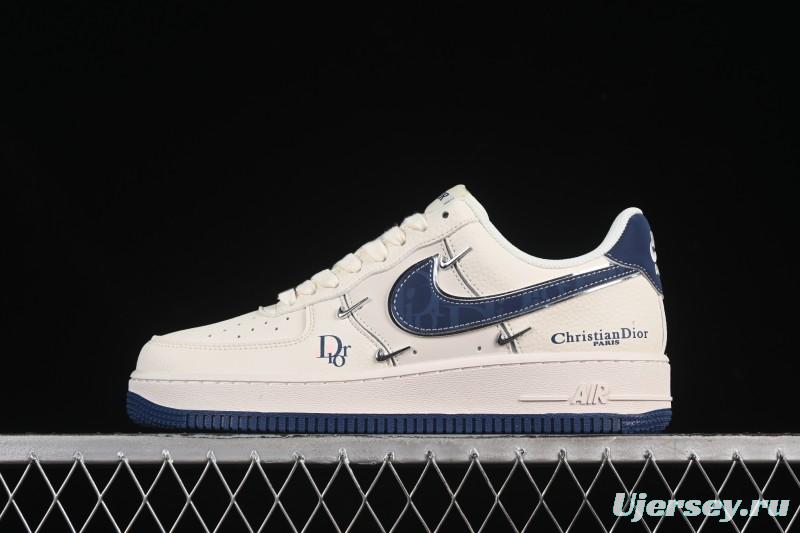 Nike Air Force 1 '07 Low Dior Collaboration Blue Four Small Silver Swoosh Casual Sneakers - XS2869-001