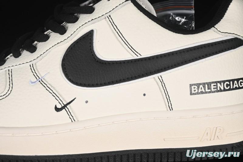 Nike Balenciaga Air Force 1'07 Low Collaboration Triple Swoosh Beige Black Casual Shoes - FR0538-090