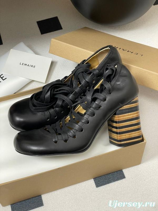 Lemaire 2025 SS Spring Collection Ballet Flats Derby Shoes with Laces Flat Heel and High Heel - KFY00310