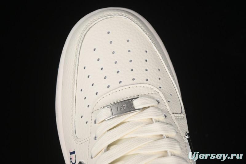 Nike Air Force 1 '07 Low Dior Collaboration Blue Four Small Silver Swoosh Casual Sneakers - XS2869-001