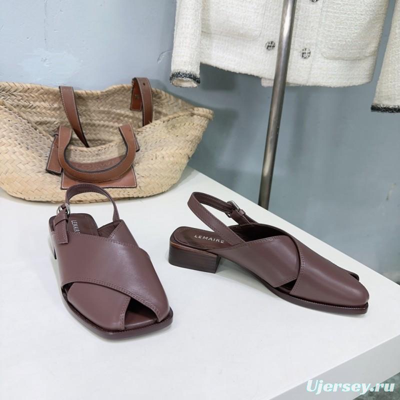2025 Women Lemaire Brown Leather Sandals KFY00310