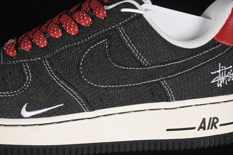 Nike Air Force 1'07 Low Stussy Collaboration Dark Grey Woven Casual Sneakers - LW9279-002