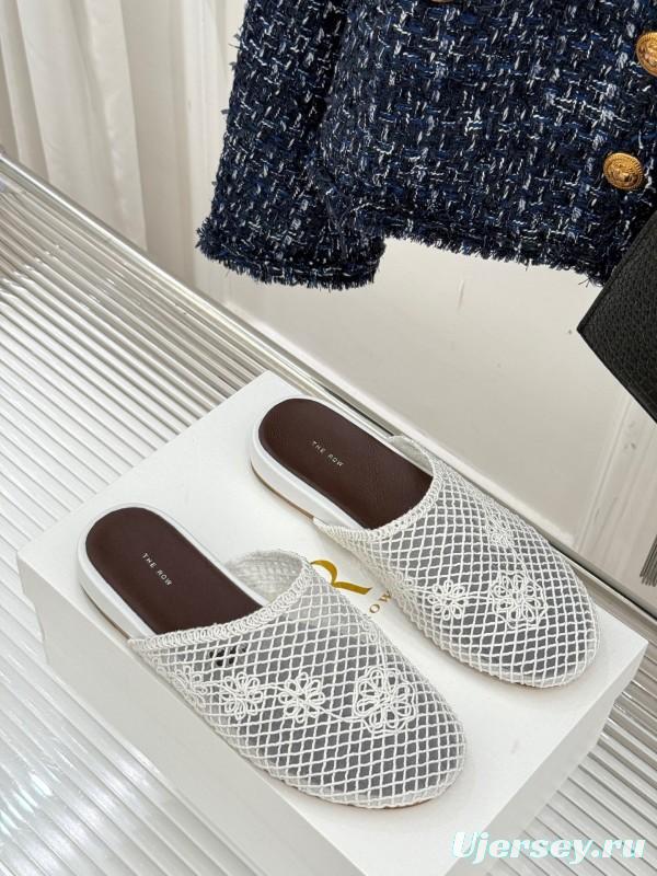 2025 Women Yves Saint Laurent White Mesh Slippers KFY00260