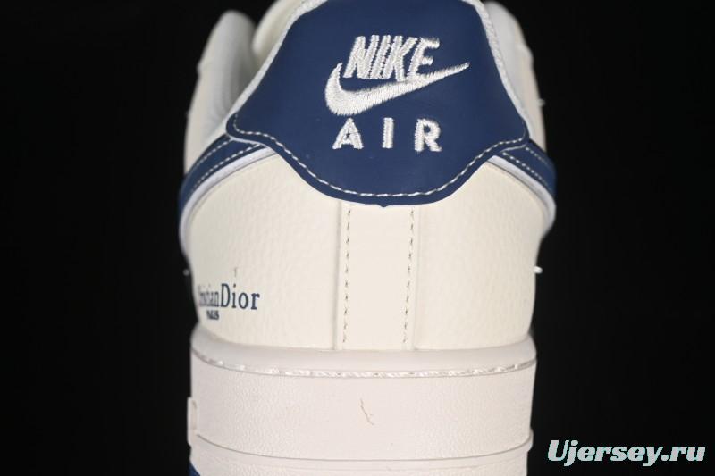 Nike Air Force 1 '07 Low Dior Collaboration Blue Four Small Silver Swoosh Casual Sneakers - XS2869-001