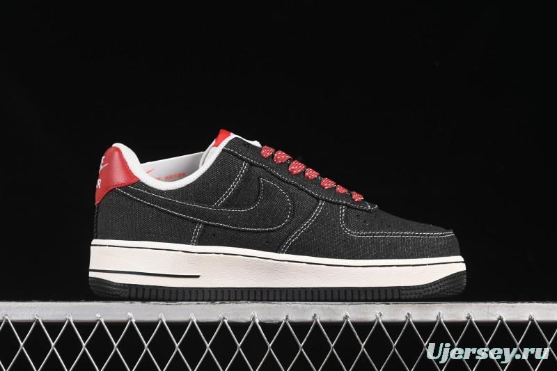 Nike Air Force 1'07 Low Stussy Collaboration Dark Grey Woven Casual Sneakers - LW9279-002