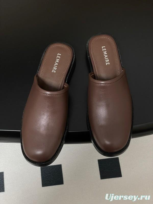 2025 Slippers Lemaire Brown Leather Slippers KFY00310