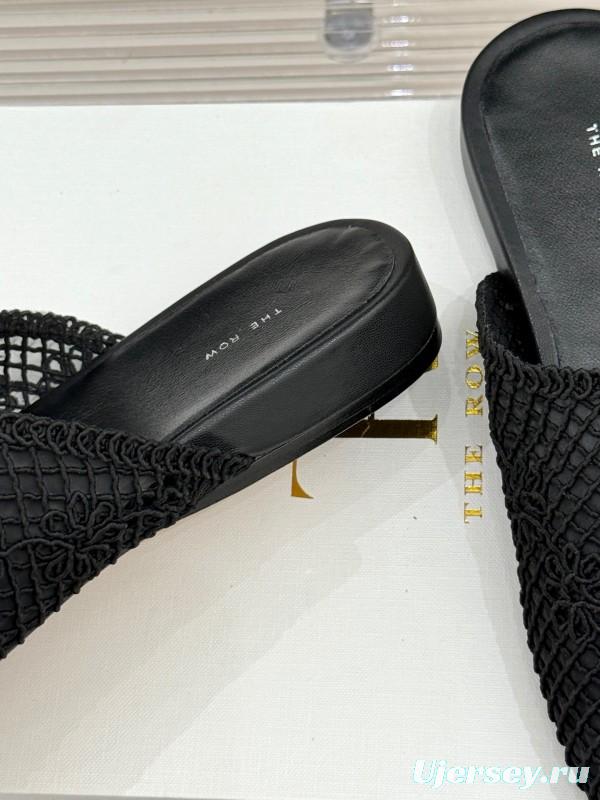 2025 Slippers Unisex The Row Black Mesh LY00360