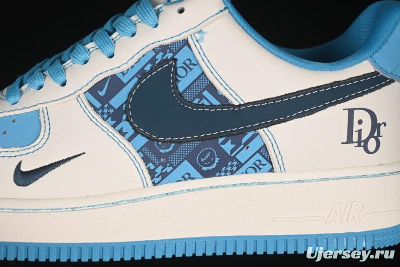 Nike Air Force 1 '07 Low Dior Collaboration Stone Blue Low-Top Casual Sneakers - KK1988-088