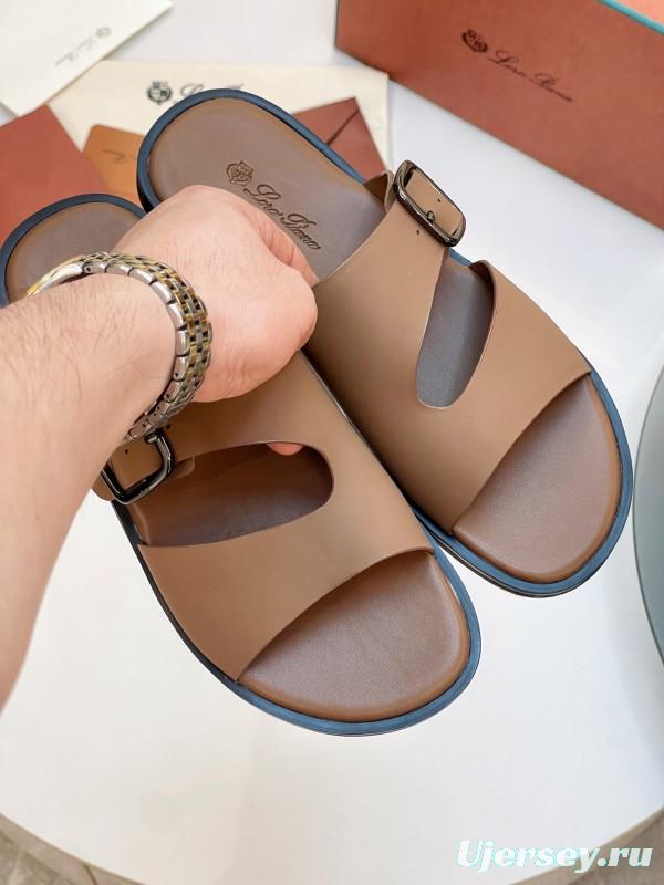 2025 Men Loro Piana Brown Leather Slippers AS00250