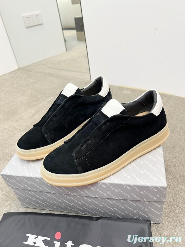 2025 Men Kiton Apricot Calf Suede Slip-On Casual Shoes AS00320