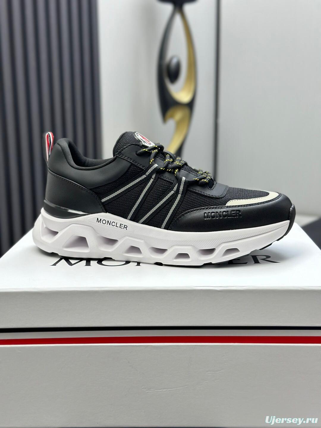 2025 Unisex Moncler Black Nylon Rubber Outdoor Sneakers AS00390