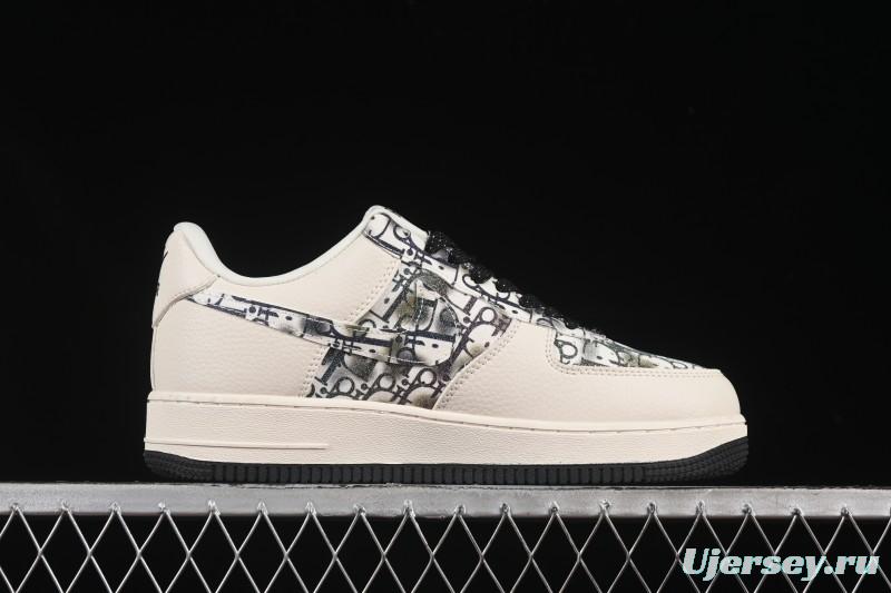 Nike Air Force 1 '07 Low Dior Collaboration Gray Floral Low-Top Casual Sneakers - DF0188-064