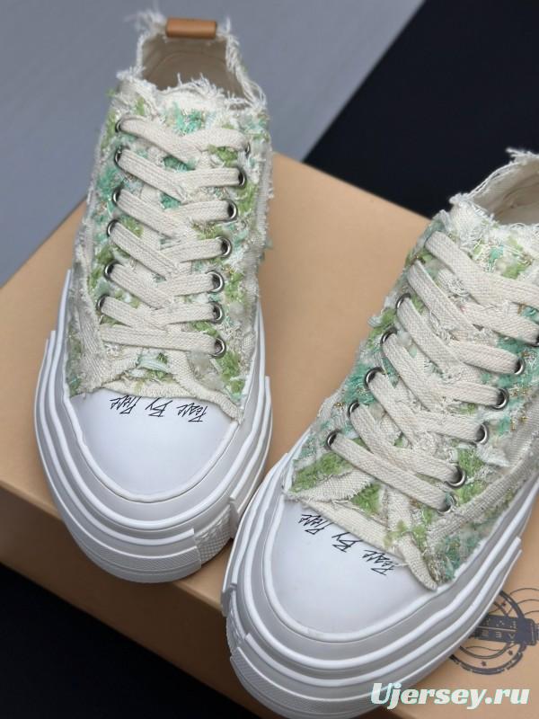 2025 Unisex XVESSEL White Green Canvas Plimsolls Vulcanized AS00260