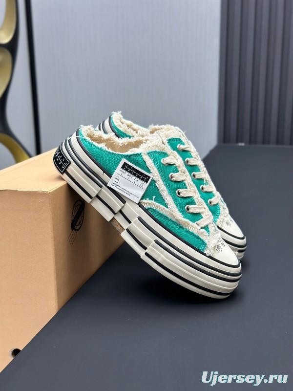2025 Unisex XVESSEL Green White Canvas Plimsolls Vulcanized AS00240