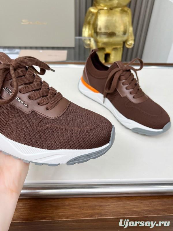 2025 Unisex Santoni Brown Orange Wool Blend Sneakers AS00320