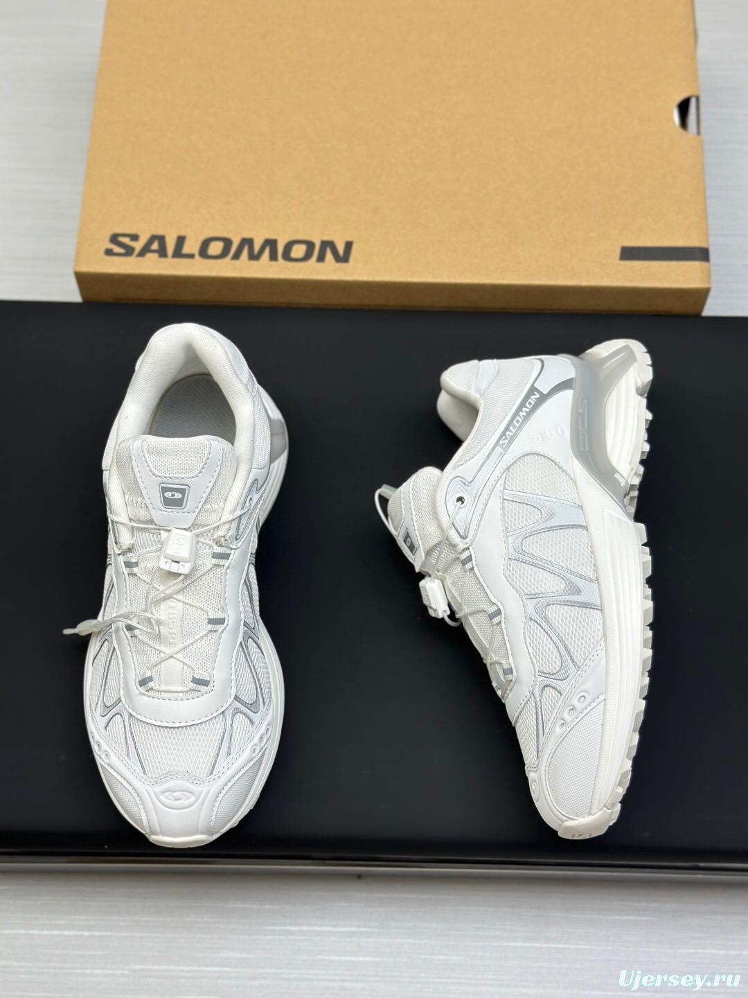 2025 Unisex SALOMON White Cream Leather Mesh Outdoor Sneakers KFY00320