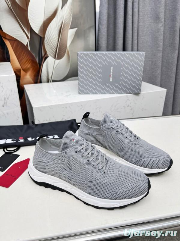 2025 Men Kiton Grey Knit Mesh Sneakers Lightweight Rubber Sole AS00320