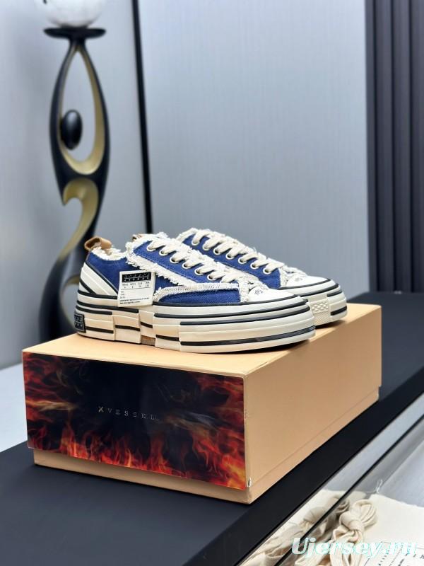 2025 Unisex XVESSEL Navy White Canvas Plimsolls Vulcanized AS00240