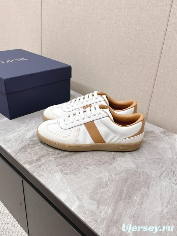 2025 Unisex Dior White Amber Leather Sneakers KFY00300