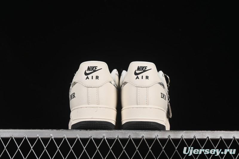 Nike Air Force 1 '07 Low Dior Collaboration Gray Floral Low-Top Casual Sneakers - DF0188-064