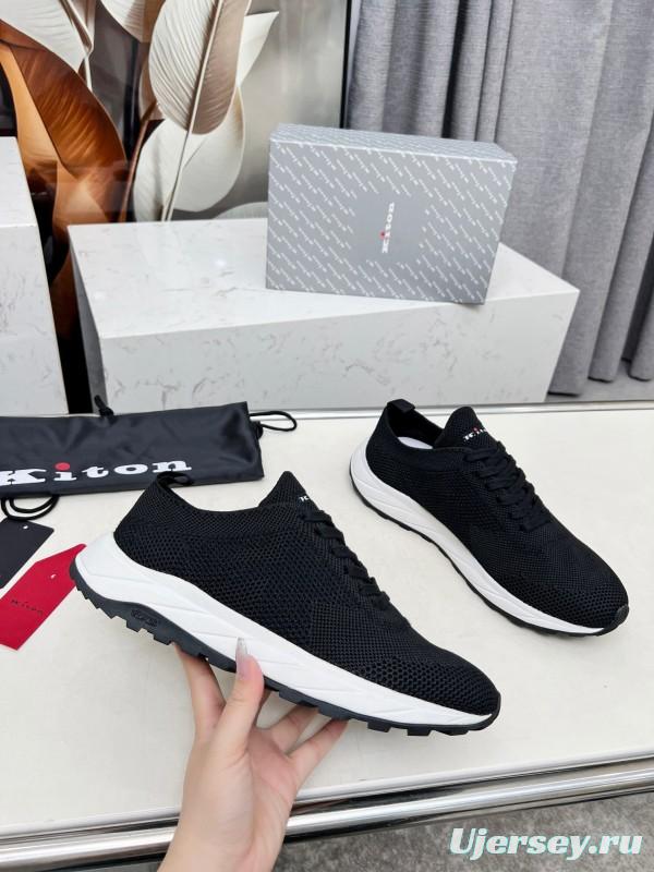 2025 Unisex Kiton Black Knit Sneakers AS00320