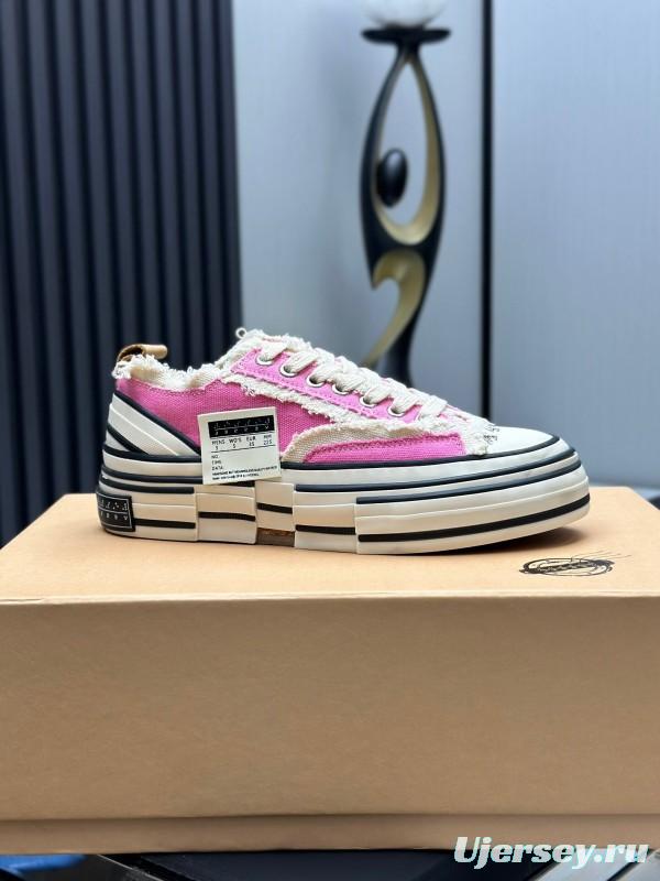 2025 Unisex XVESSEL Pink White Canvas Plimsolls Vulcanized AS00240