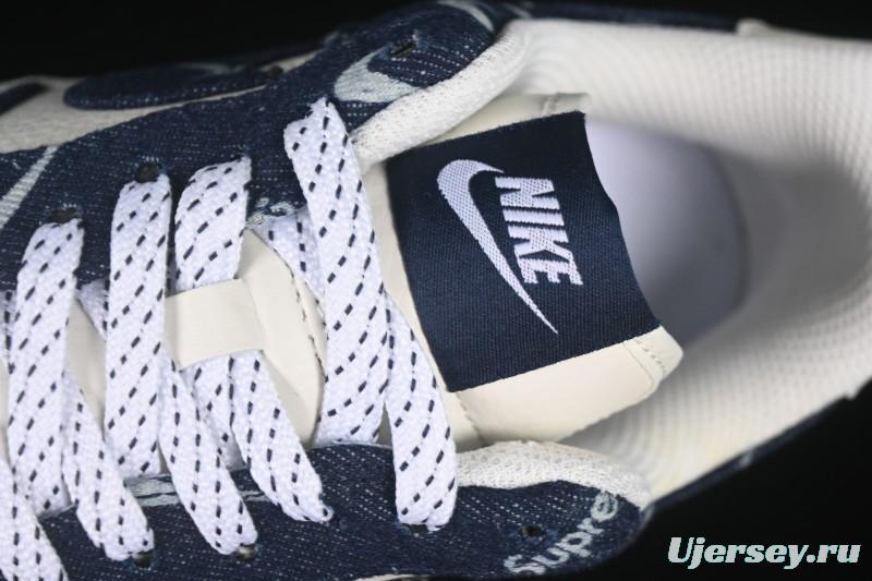 Nike Air Force 1 '07 Low Supreme Collaboration Blue Denim White Swoosh Casual Sneakers - LW9279-005