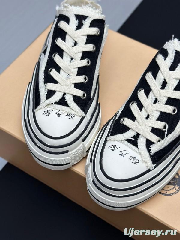 2025 Unisex XVESSEL Black White Canvas Plimsolls Vulcanized AS00240
