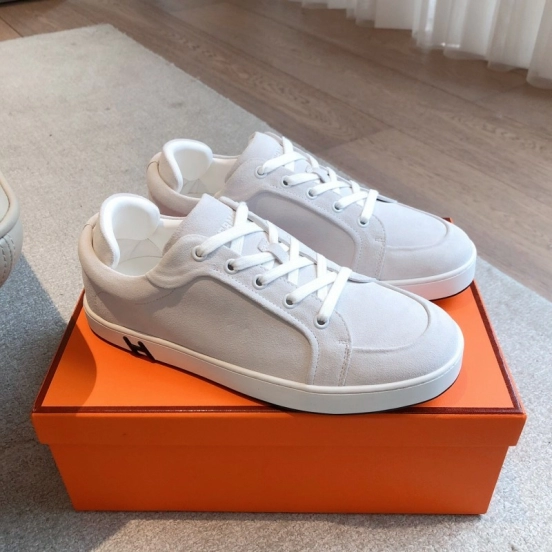 2025 Unisex H White Leather Sneakers Classic Construction AS00380