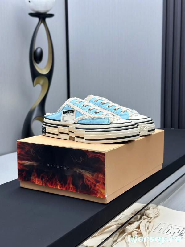 2025 Unisex XVESSEL Blue White Canvas Plimsolls Vulcanized AS00240