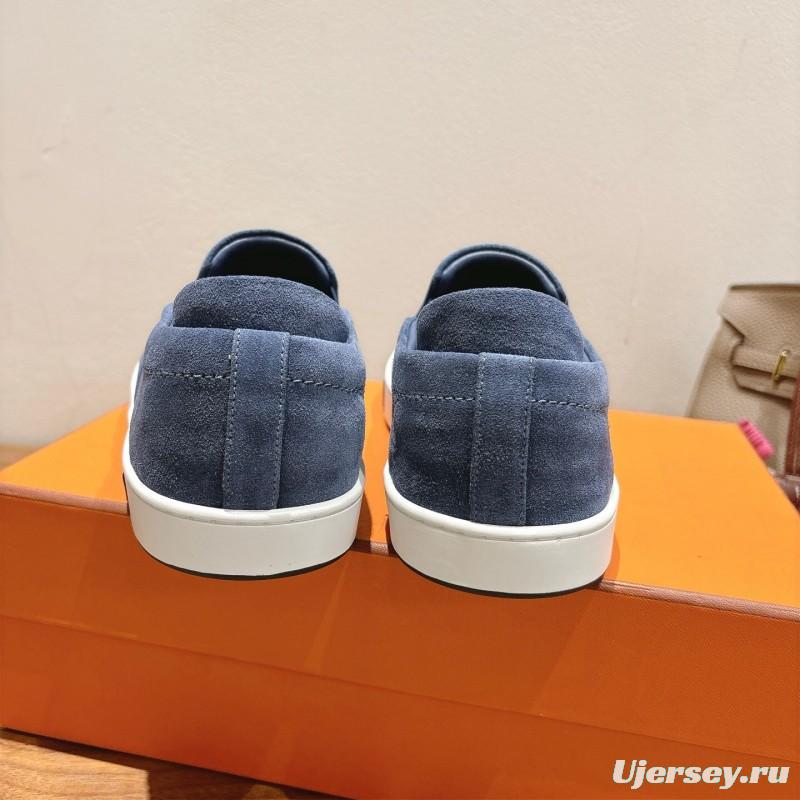 2025 Unisex Hermès Blue Suede Slip-On Sneaker AS00380
