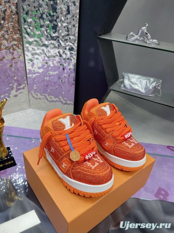 2025 Unisex Louis Vuitton Orange Crystal Plimsolls Bing Bing AS00420