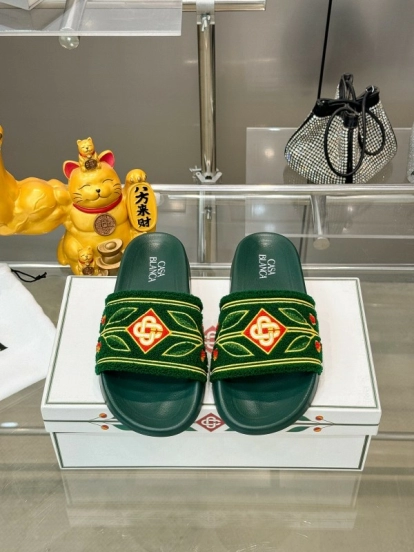 2025 Men CASA BLANCA Green Embroidery Slippers Original Embroidery KFY00160