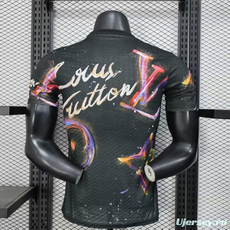 Player Version 25/26 Real Madrid Black with Colorful Abstract Art Pattern Jersey