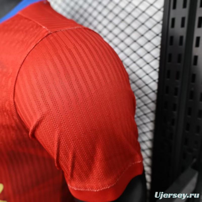 Player Version 25/26 Barcelona Travis Scott Blue with Red Half Split Jersey