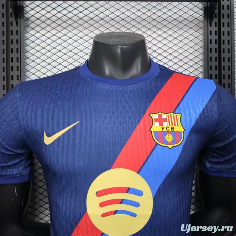 Player Version 25/26 Barcelona Blue with Red and Light Blue Diagonal Stripe Jersey
