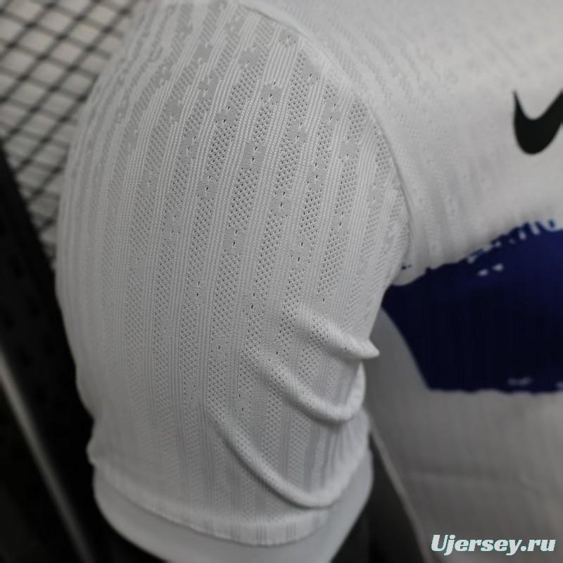 Player Version 25/26 Barcelona White with Blue and Red Brush Stroke Jersey