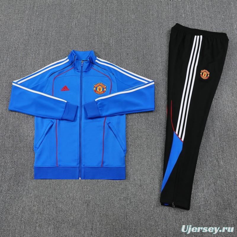 25/26 Manchester United Blue Full Zipper Jacket +Long Pants